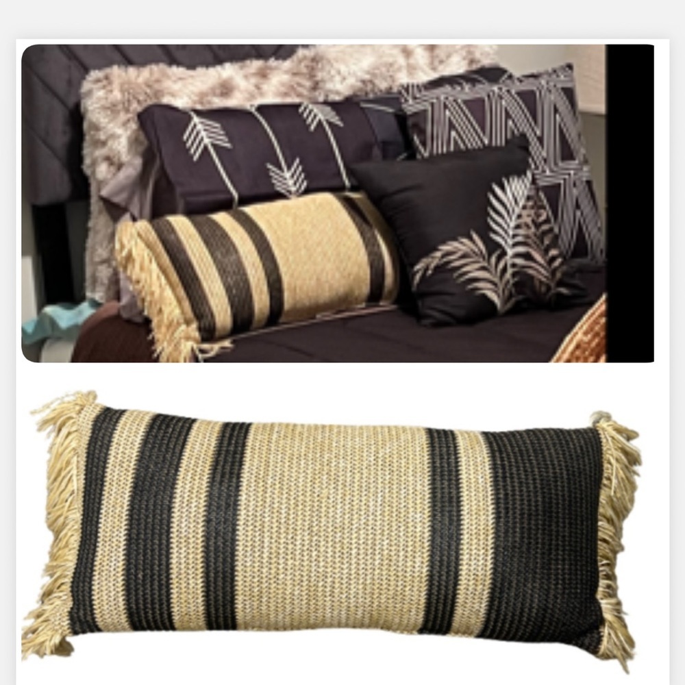 Kohl's Natural Woven Black and Tan Rectangle Long Throw  Pillow